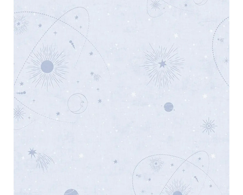 Tapet A.S. CREATION Lilly & Luis Rymd blå Tapet med stjärnor, månar, planeter och himlakroppar