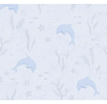 Tapet med delfin-, sjöstjärne- och algmönster