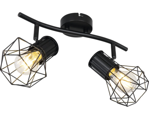 Taklampa med två lampor och geometriska lampskärmar