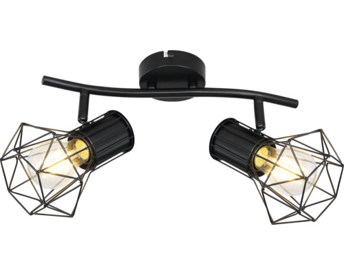 Taklampa med två lampor och geometriska lampskärmar