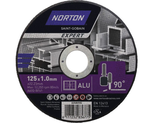 Norton kapskiva 125 x 1,0 millimeter för aluminium