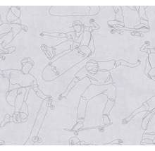 Tapet med skateboardingmotiv som linjeteckningar