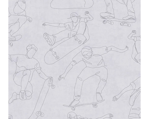Tapet med skateboardingmotiv som linjeteckningar