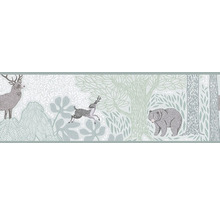 Tapet med skogsmotiv, inklusive hjort, rådjur och björn