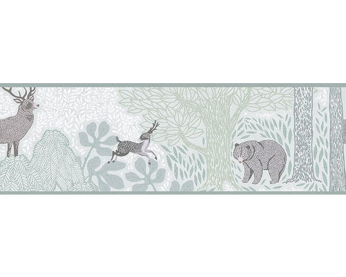 Tapet med skogsmotiv, inklusive hjort, rådjur och björn