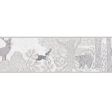 Tapet med skogsmotiv, inklusive hjort, rådjur och björn