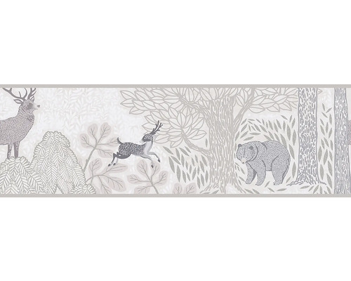 Tapet med skogsmotiv, inklusive hjort, rådjur och björn