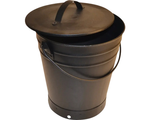 Askhink med lock SAFEPIPE I NORDEN svartlackerad metall 10 l