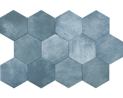 Hexagonkakel Denia Blue Hexa blå matt 14x16x0,85cm Sexkantiga plattor av stengods