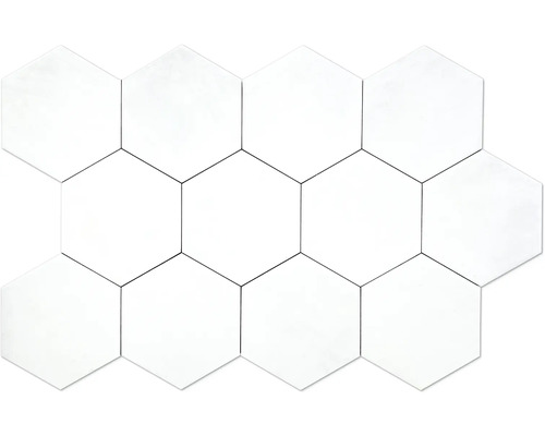 Hexagonkakel Denia White Hexa vit matt 14x16x0,85cm Mosaikplattor i sexkantig form