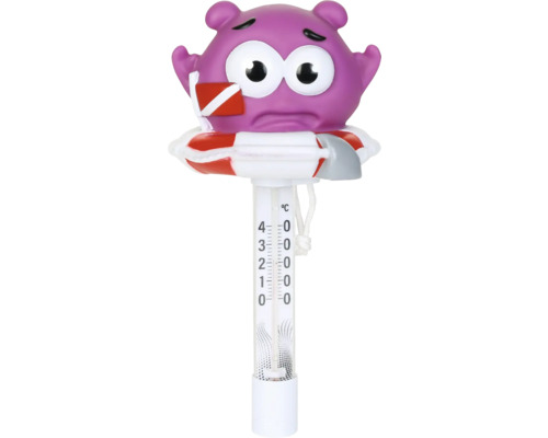 Flytande badtermometer med djurfigur och temperaturskala