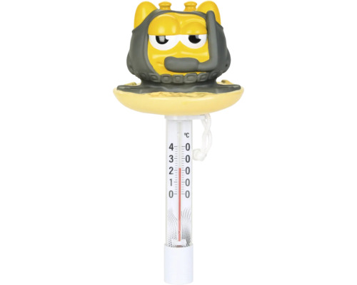 Flytande pooltermometer med dykarfigur för att mäta vattentemperaturen