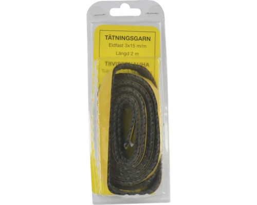 Eldfast tätningsgarn SAFEPIPE I NORDEN med lim 15x3 mm längd ca 2 m Tätningsgarn, värmebeständig, 3x15 millimeter, längd 2 meter