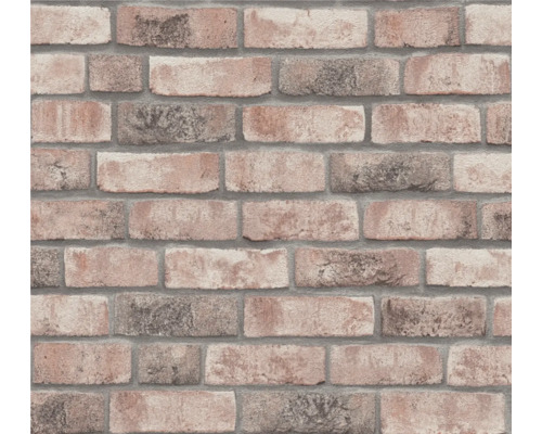 Tapet A.S CRÉATION Sten beige/grå 0,53x10,05m Närbild av en tapet med tegelstensmönster