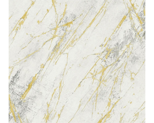 Tapet A.S CRÉATION Marmor vit/guld 0,53x10,05m Tapet med marmorutseende och gyllene accenter