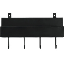 Svart garderob med fem krokar för väggmontering