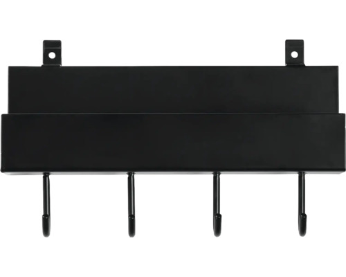 Svart garderob med fem krokar för väggmontering