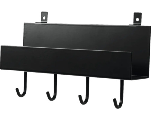Nyckelbräda i metall med fyra krokar