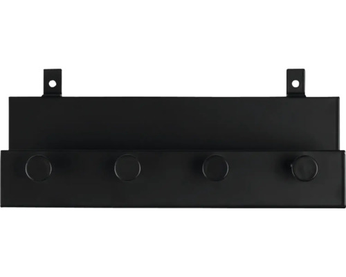 Svart vägghängare med fyra krokar för väggmontering