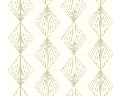 Tapet A.S CRÉATION art deco créme 0,53x10,05m Tapet med geometrisk fläktdesign