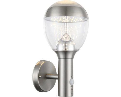 Vägglampa i rostfritt stål med rörelsesdetektor