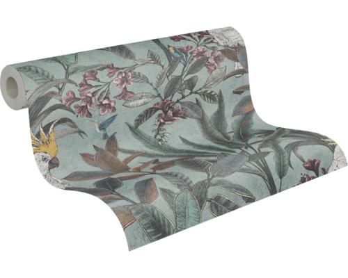 Tapetrulle med blommönster och fågelmotiv