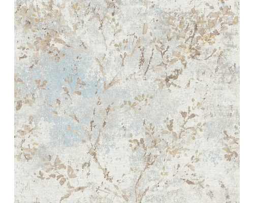 Tapet A.S CRÉATION Blad blå beige 0,53x10,05m Tapet med träd- och bladmönster