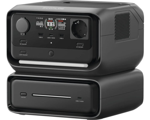 Bärbar kraftstation med USB-portar och uttag