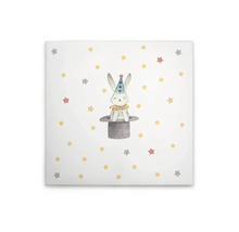 Canvasbild med en kanin i en cylinderhatt och stjärnor