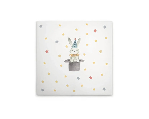 Canvasbild med en kanin i en cylinderhatt och stjärnor
