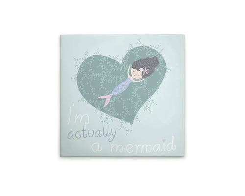 Dekoration med sjöjungfrumotiv och texten Jag är faktiskt en sjöjungfru