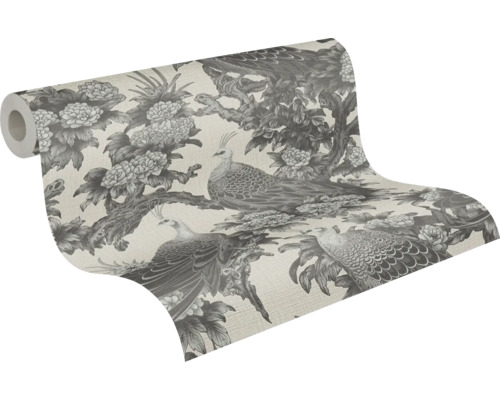 Tapetrulle med fågel- och blomstermönster