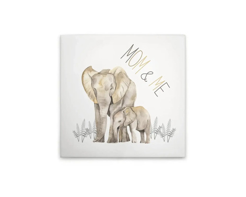 Väggbild med elefantmamma och elefantbaby och texten Mom & Me