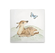 Canvastavla med rådjur och fjäril