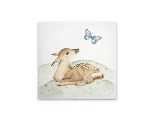 Canvastavla med rådjur och fjäril
