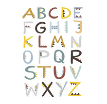 Alfabetillustration i dinosauriestil