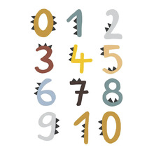 Illustration av siffror från noll till tio med taggigt mönster