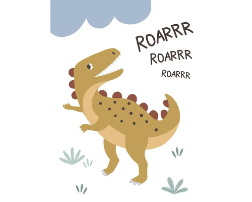 Illustration av en tecknad dinosaurie med ROARRR-text