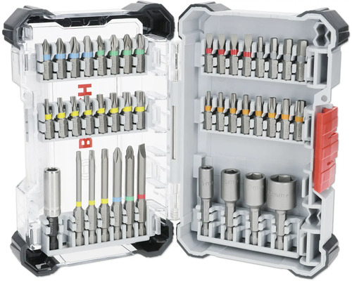 Borrbitsats i öppet plastfodral