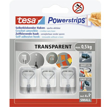 Tesa Powerstrips självhäftande krokar, upp till maximalt 0,5 kilogram lastkapacitet, inklusive fyra Powerstrips Small