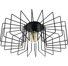 Svart taklampa med geometrisk tråddesign och glödlampa