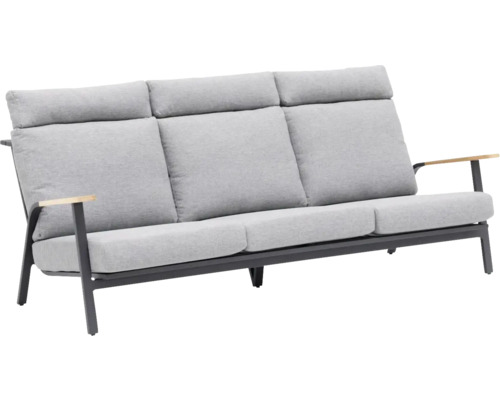 Soffa HILLERSTORP Kungshult 3-sits aluminium/teak/olefin charcoal/grå