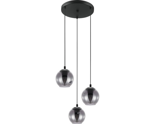 Taklampa EGLO svart 3xE27 Taklampa med tre grå glasskärmar