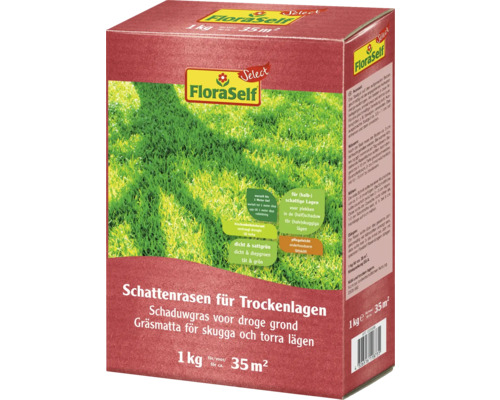 Gräsfrö FLORASELF SELECT Skuggräs för torra platser 1kg/35m² FloraSelf gräsmatta för skugga och torra lägen, 1 kg, lämplig för cirka 35 kvadratmeter