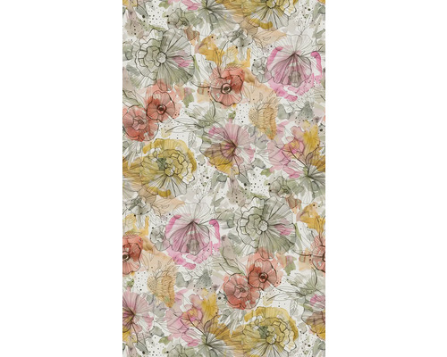 Tapet A.S. CRÈATION Akvarell blom beige 0,53x10,05m Blommönster med löv som dekoration