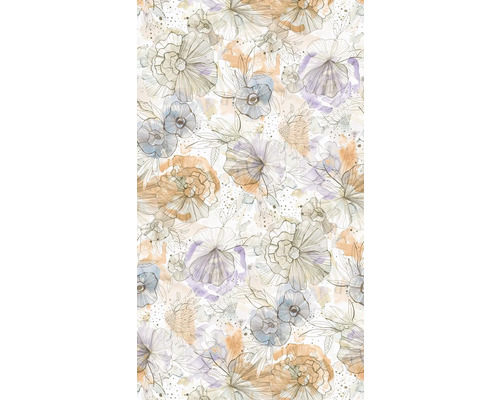 Fototapet A.S. CRÈATION Akvarell blom beige 0,53x10,05m Blommig tapet med blommönster i linjeteckningar