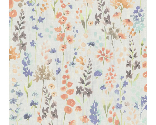 Tapet A.S. CRÈATION Akvarell blom blå 0,53x10,05m Blommönstrad tapet med blomdesign