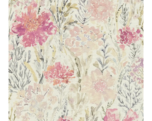 Tapet A.S. CRÈATION Akvarell blom vit rosé 0,53x10,05m Blommig tapet med blommönster