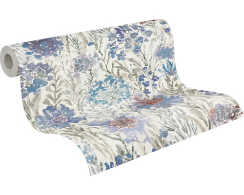 Tapetrulle med blått blommönster