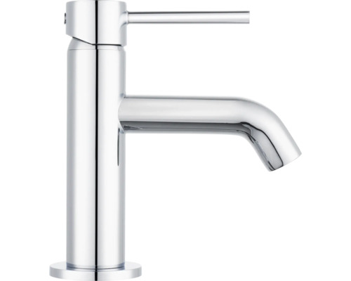 Tvättställsblandare AVITAL Rega S eco krom blank vattensparande med push-open bottenventil Ettgreppsblandare av metall för tvättställ